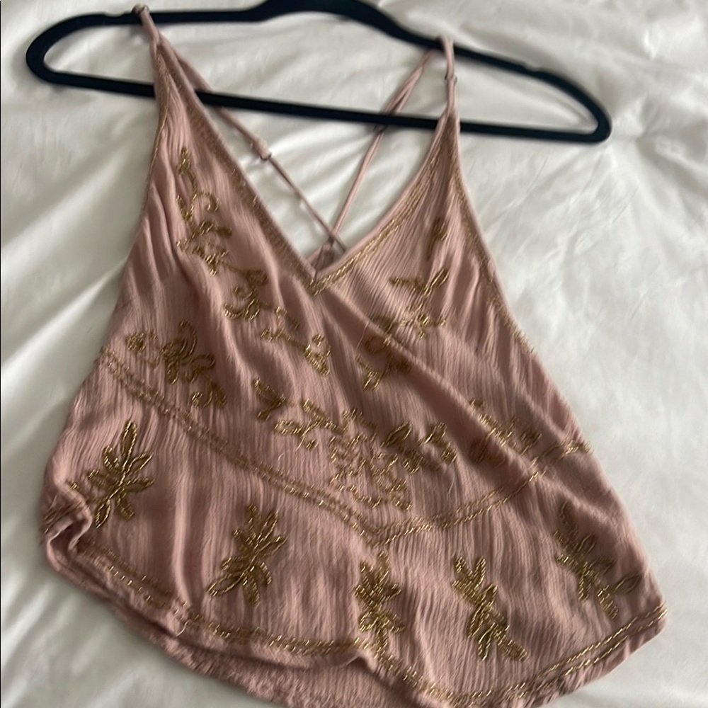 Free People Pink Embellished Sleeveless Camisole